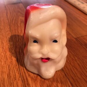 Vintage Gurley Jolly Santa Lantern Unlit Candle- Red and White**DISTRESSED
